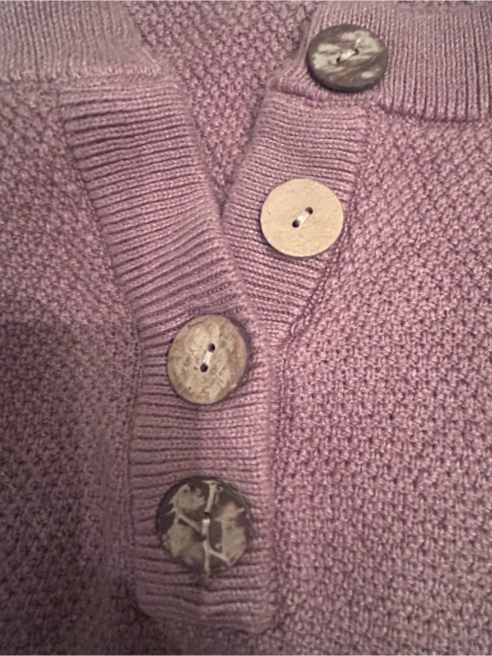 Liliusory Mauve Henley Sweater Textured Knit Button Neck Small
